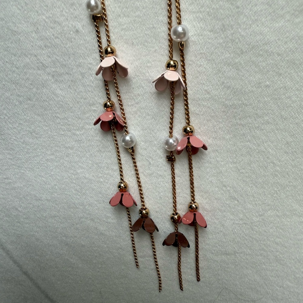Anthropologie Pink and Gold Chain Earrings - Picture 2 of 4